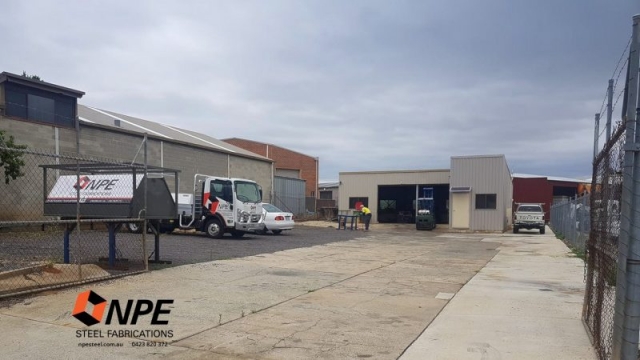 Outside the NPE Steel Fabrications warehouse / factory.